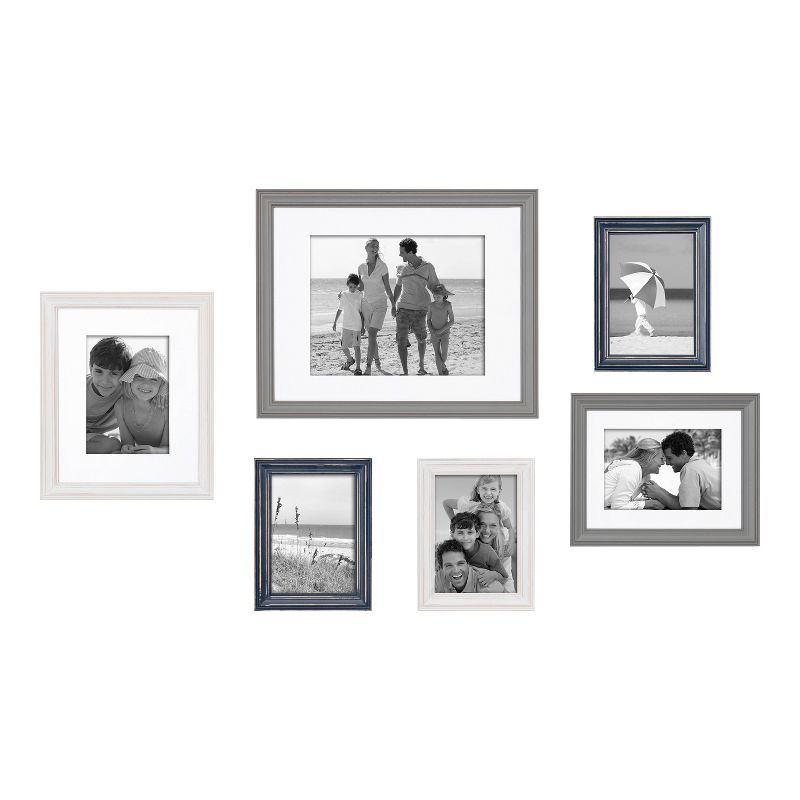 Classic Coastal Blue Gallery Wall Frame Set, 11x14 Wood