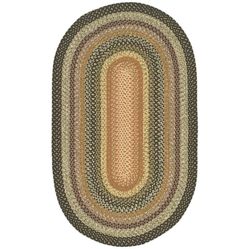 Handwoven Blue and Multi Oval Braided Rug, 4' x 6'