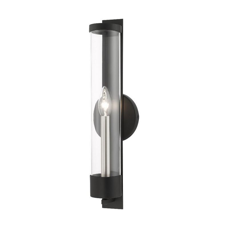 Black and Bronze Dimmable Wall Sconce with Clear Glass Shade