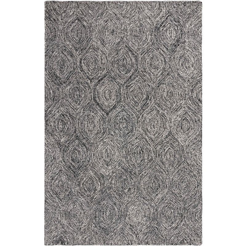 Handmade Black and Ivory Wool Tufted Area Rug, 5' x 8'