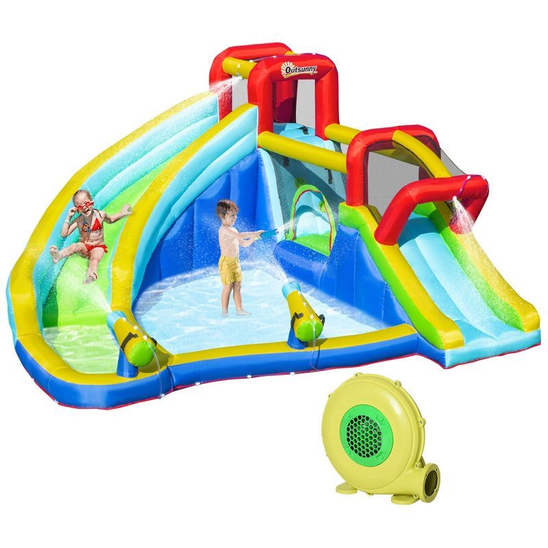 Outsunny 5-in-1 Inflatable Water Slide and Bounce House