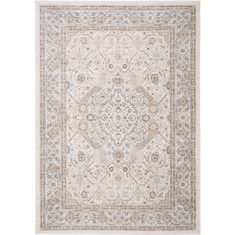 Isabella Cream and Beige Hand-Knotted Rectangular Area Rug