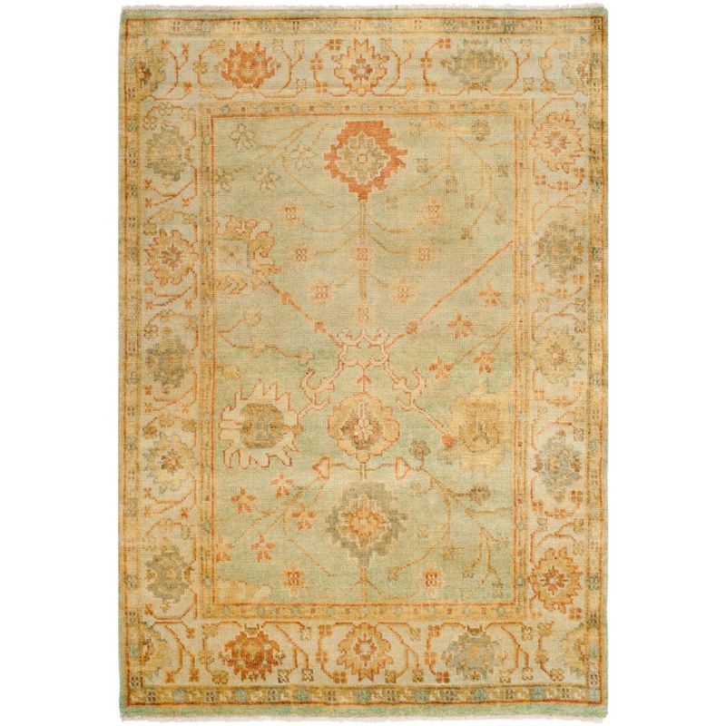 Elegant Oushak Hand-Knotted Wool Rug in Gray, 4' x 6'