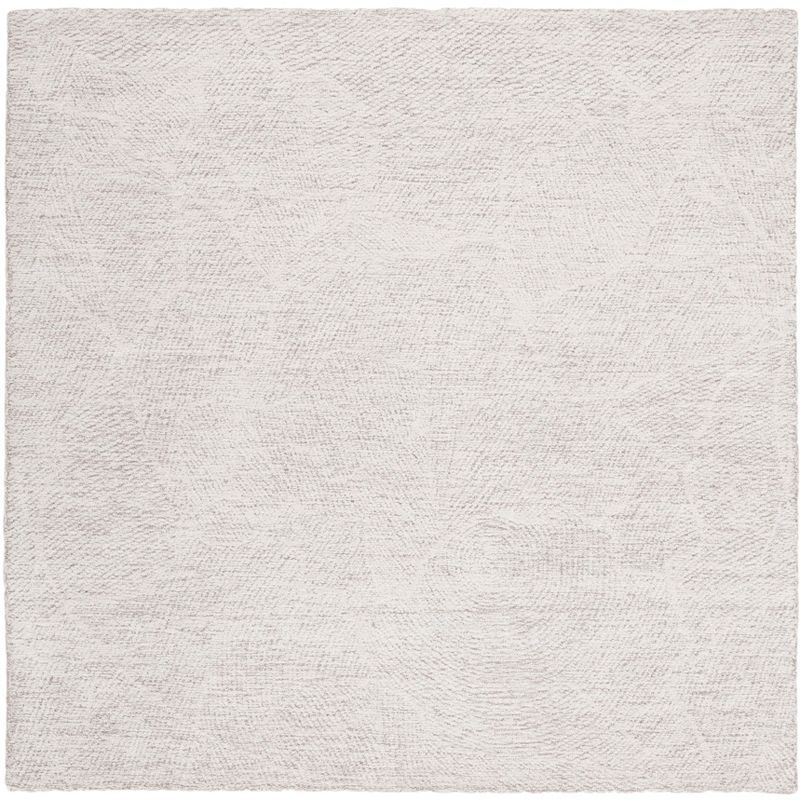 Ivory Hand-Tufted Wool Square Area Rug, 6' x 6'