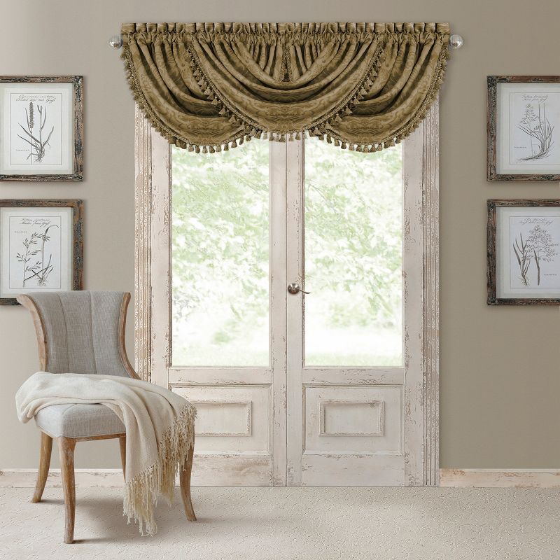 Antonia Sill Length Tassel Damask Waterfall Valance