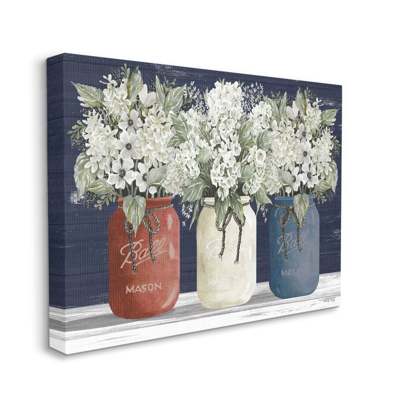 Patriotic Mason Jar Floral Canvas Wall Art, 31 x 41