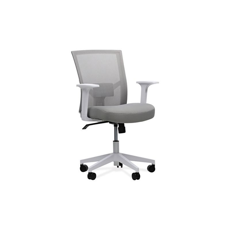 Gray Mesh Back Fabric Task Chair with Fixed Arms