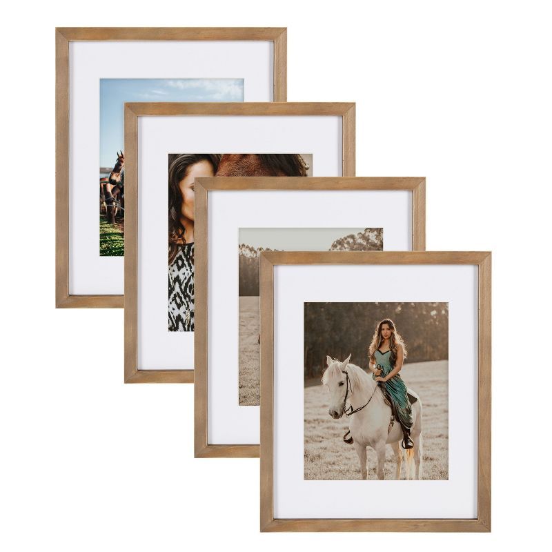 Rustic Brown Wood 12x15 Wall Gallery Frame Set, 11x14 matted to 8x10