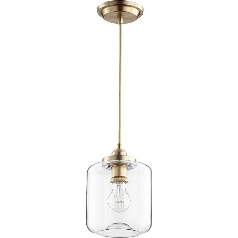 Aged Brass and Clear Glass Jar Pendant Light