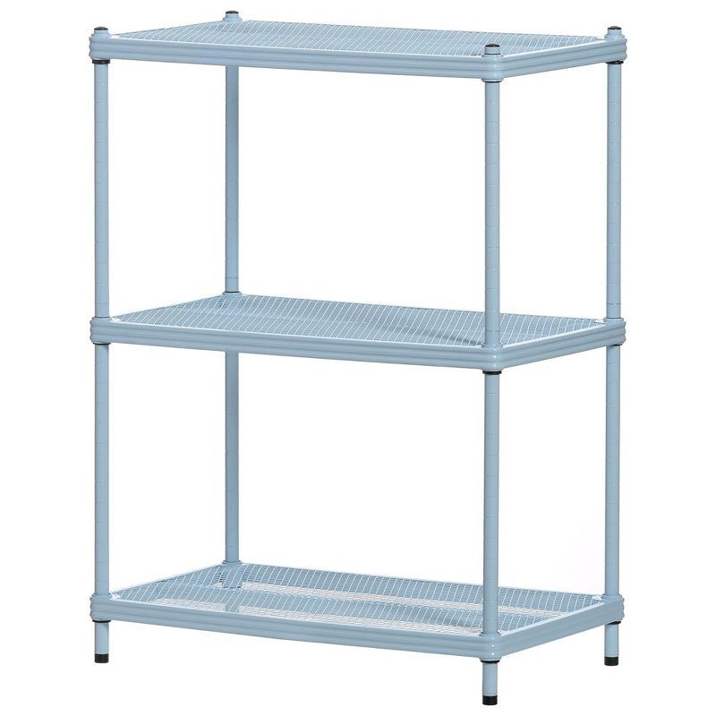 Sky Blue Heavy-Duty Steel 3-Tier Storage Shelving Unit