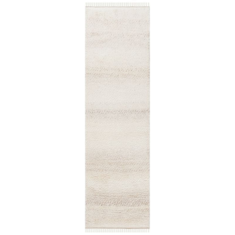 Ivory Hand-Knotted Wool High Pile Area Rug