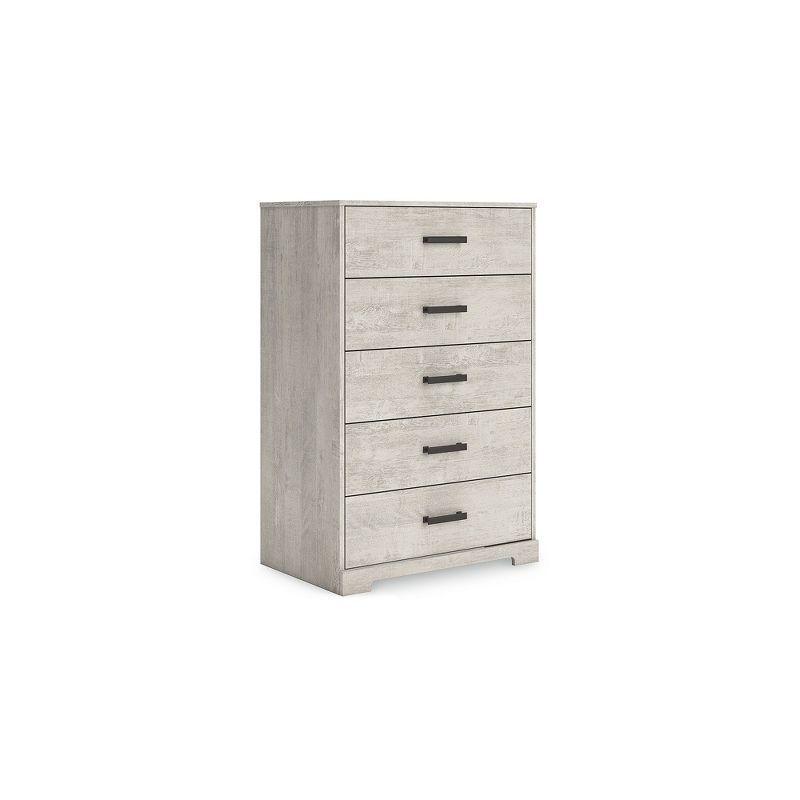 Gray Oak Grain 5-Drawer Farmhouse Dresser