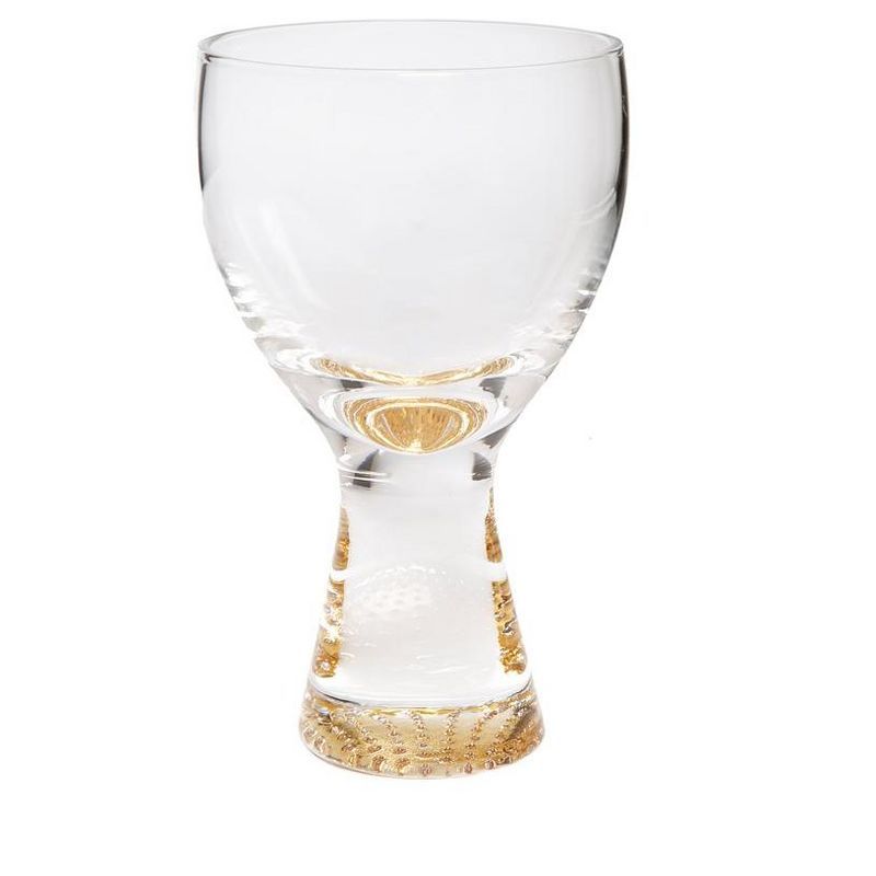 Set of 6 Clear Goblet Glasses with Gold Reflection Base