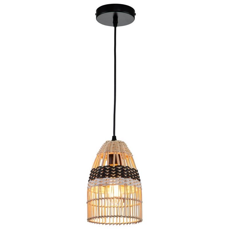 Coastal Charm Mini Black Rattan Pendant Light