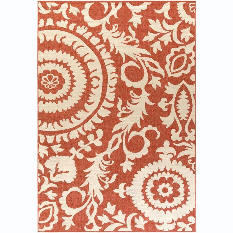 Nancy 2'5" x 4'5" Red and Cream Wool Medallion Rug