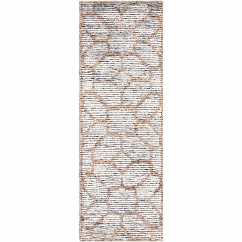 Beige and Ivory Hand-Knotted Wool Runner Rug, 2'3" x 7'