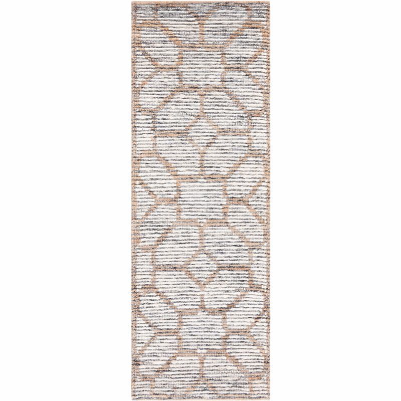 Beige and Ivory Hand-Knotted Wool Runner Rug, 2'3" x 7'