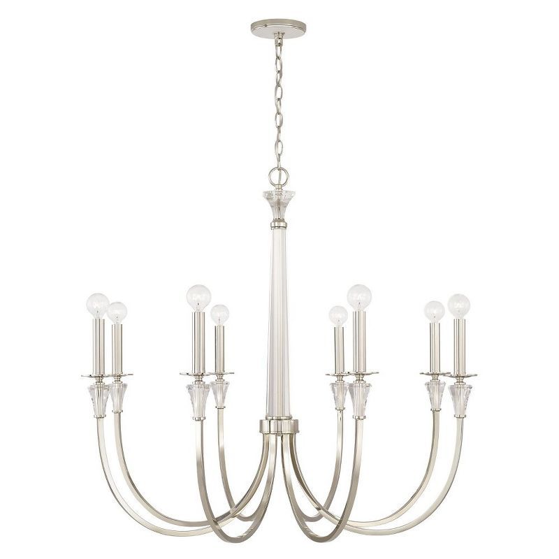 Laurent Polished Nickel 8-Light Chandelier with Crystal Accents