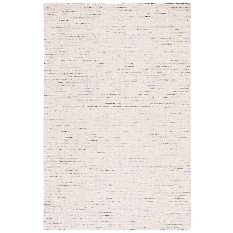 Ivory and Blue Handmade Wool Abstract Area Rug, 5' x 8'