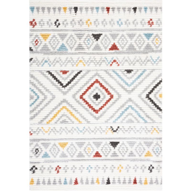 Marrakesh Ivory and Grey 8' x 10' Synthetic Area Rug