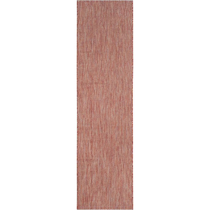 Red and Beige Flat Woven Indoor/Outdoor Runner Rug