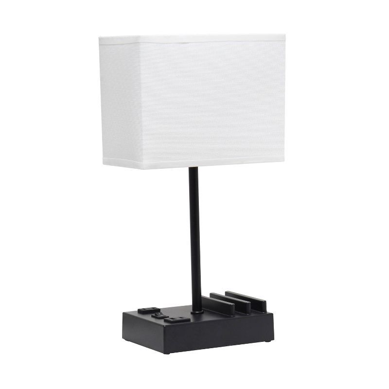 15.3" Black and White Adjustable Nightstand Lamp with USB Ports