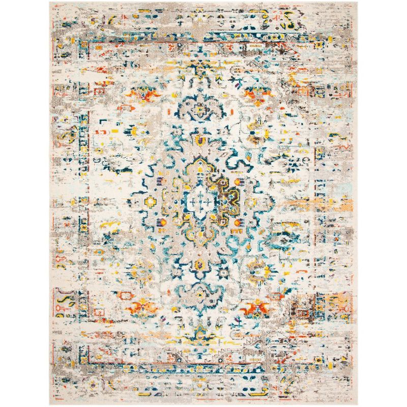 Madison 6' x 9' Blue and Cream Synthetic Area Rug