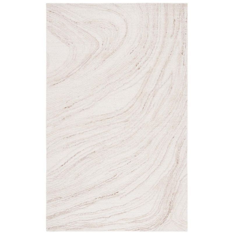 Ivory and Beige Hand-Tufted Wool Area Rug 6' x 9'