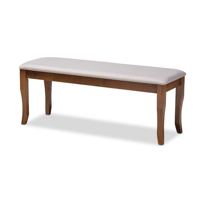 Cornelie Walnut Brown and Grey Fabric Upholstered Dining Bench