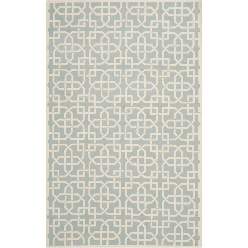 Light Blue Hand-Knotted Wool Area Rug