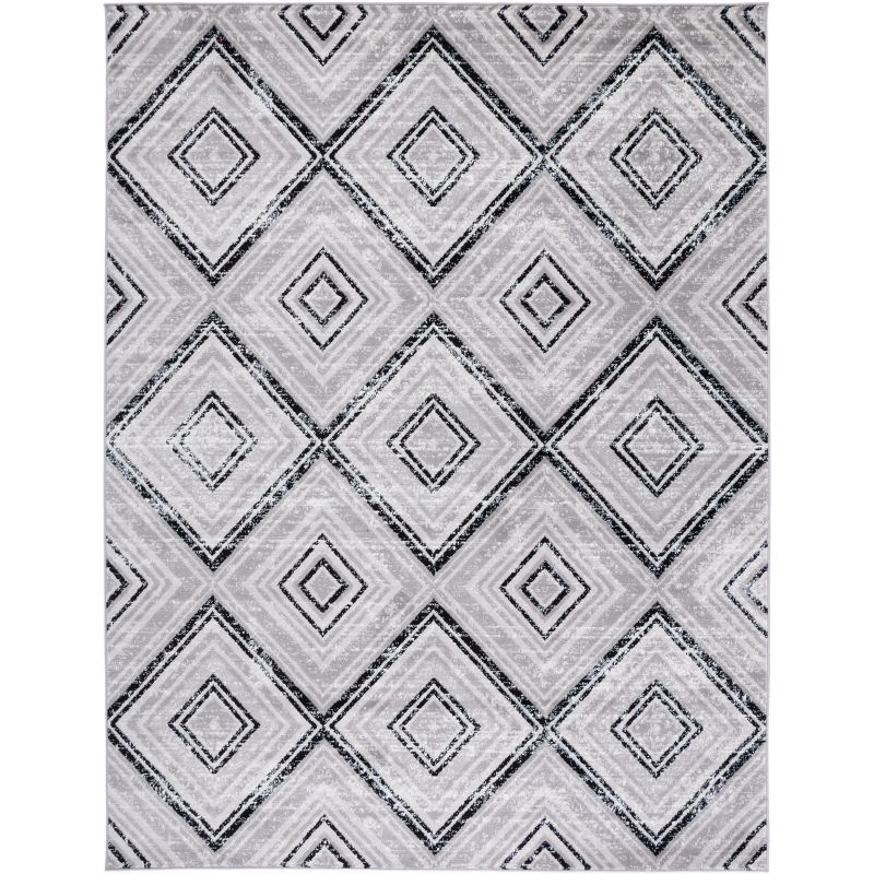 Skyler Geometric Silver Synthetic 9' x 12' Area Rug