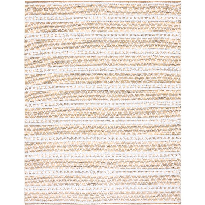 Handwoven Gold and White Rectangular Cotton Area Rug 8' x 10'