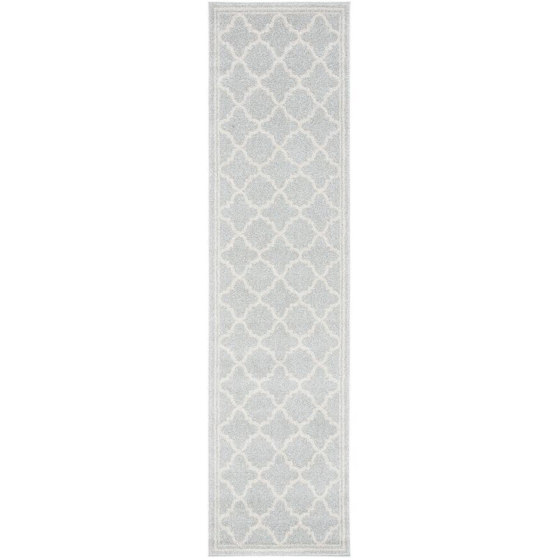 Reversible Round Beige & Light Grey Geometric Synthetic Rug