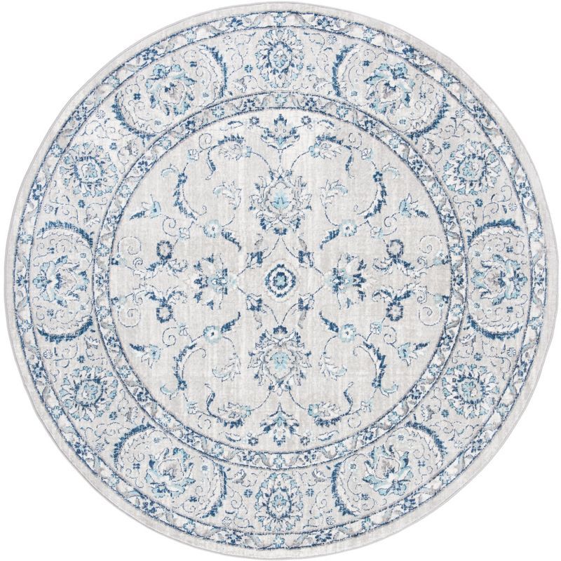 Hand-Knotted Elegance Round Gray Synthetic 59" Rug