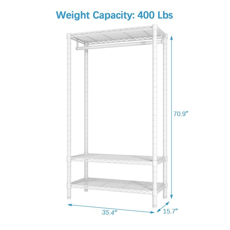 White Heavy Duty 3-Tier Wire Freestanding Closet