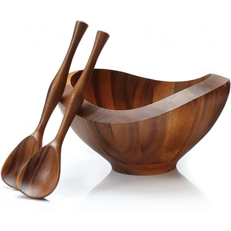 Bella Acacia Wood Salad Bowl with Servers