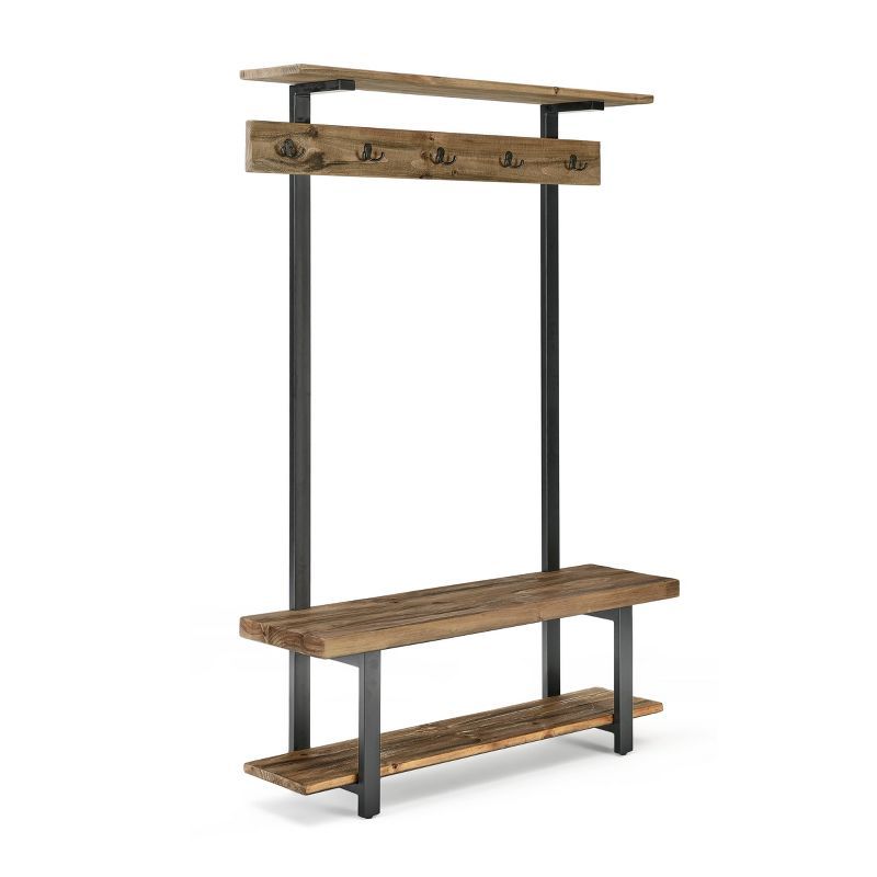 Pomona Medium Wood Hall Tree with Bench and Hooks