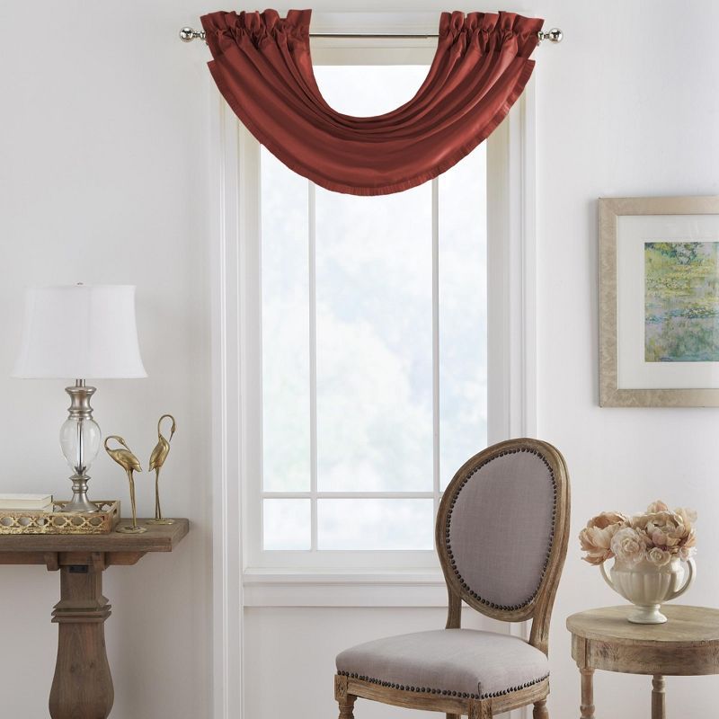 Red Faux Silk Waterfall Window Valance 52" x 36"