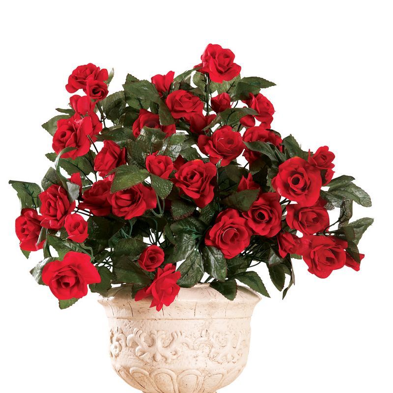 Red Artificial Rose Bushes Set for Outdoor Summer Decor