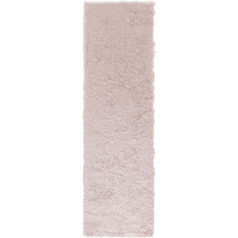 Beige Tufted Handmade Shag Wool Runner Rug, 27" x 7"