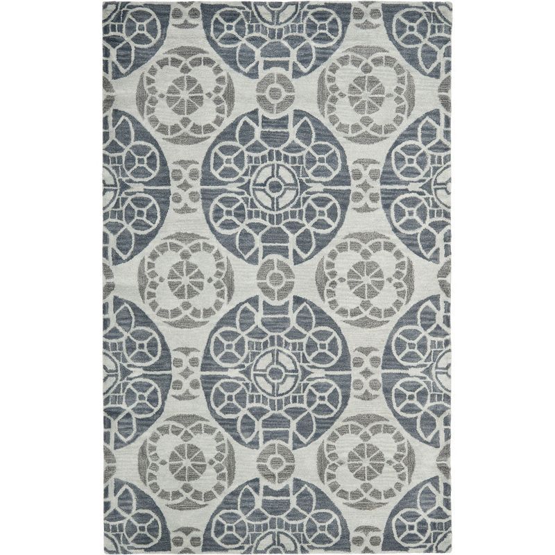 Elysian Silver-Blue Hand-Tufted Wool Rectangular Rug