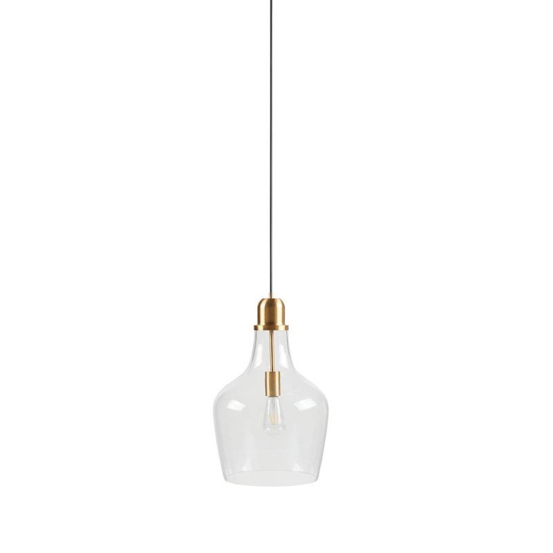 Auburn Gold and Clear Glass Bell Shaped Pendant Light