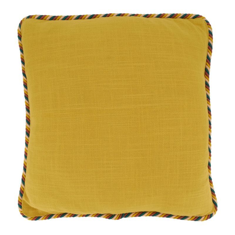 Yellow Square Throw Pillow with Twisted Rope Trim