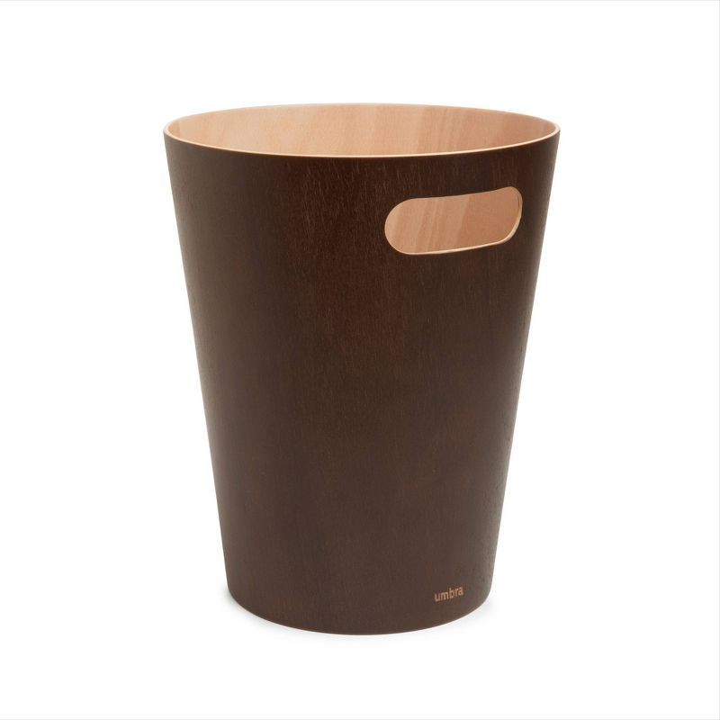 Espresso Wood 2-Gallon Modern Bathroom Trash Can