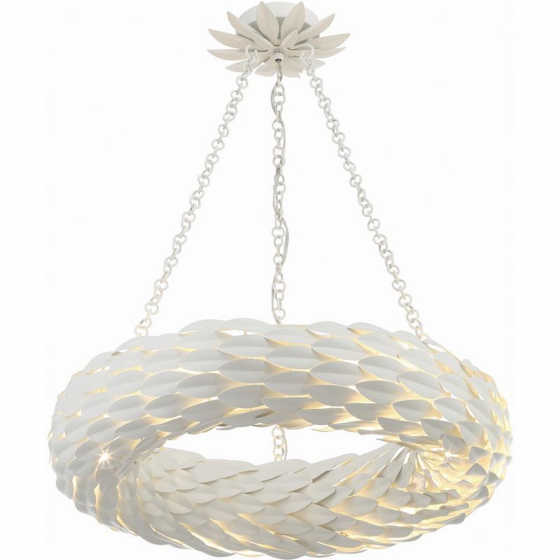 Matte White Wrought Iron 6-Light Candle Chandelier