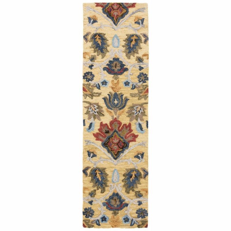 Hand-Tufted Gold and Multicolor Wool Runner Rug 27"x12"