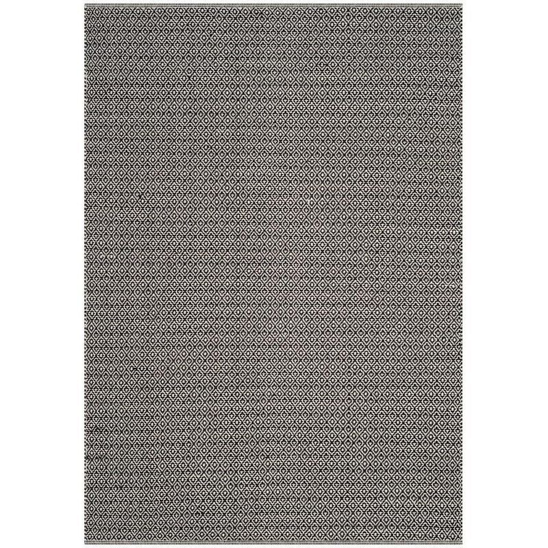 Coastal Charm Ivory and Black Hand-Woven Cotton Area Rug, 5' x 7'