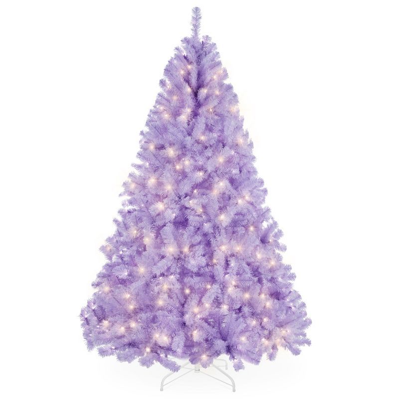 4.5ft Lavender Pre-Lit Fir Christmas Tree with White Lights