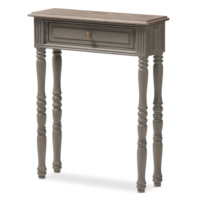 Noemie Country Cottage Farmhouse Brown Console Table with Drawer