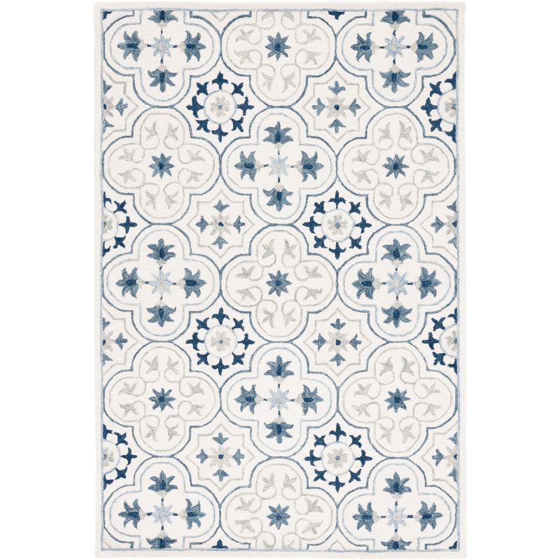 Hand-Tufted Ivory and Sage Wool Rectangular Area Rug, 4' x 6'